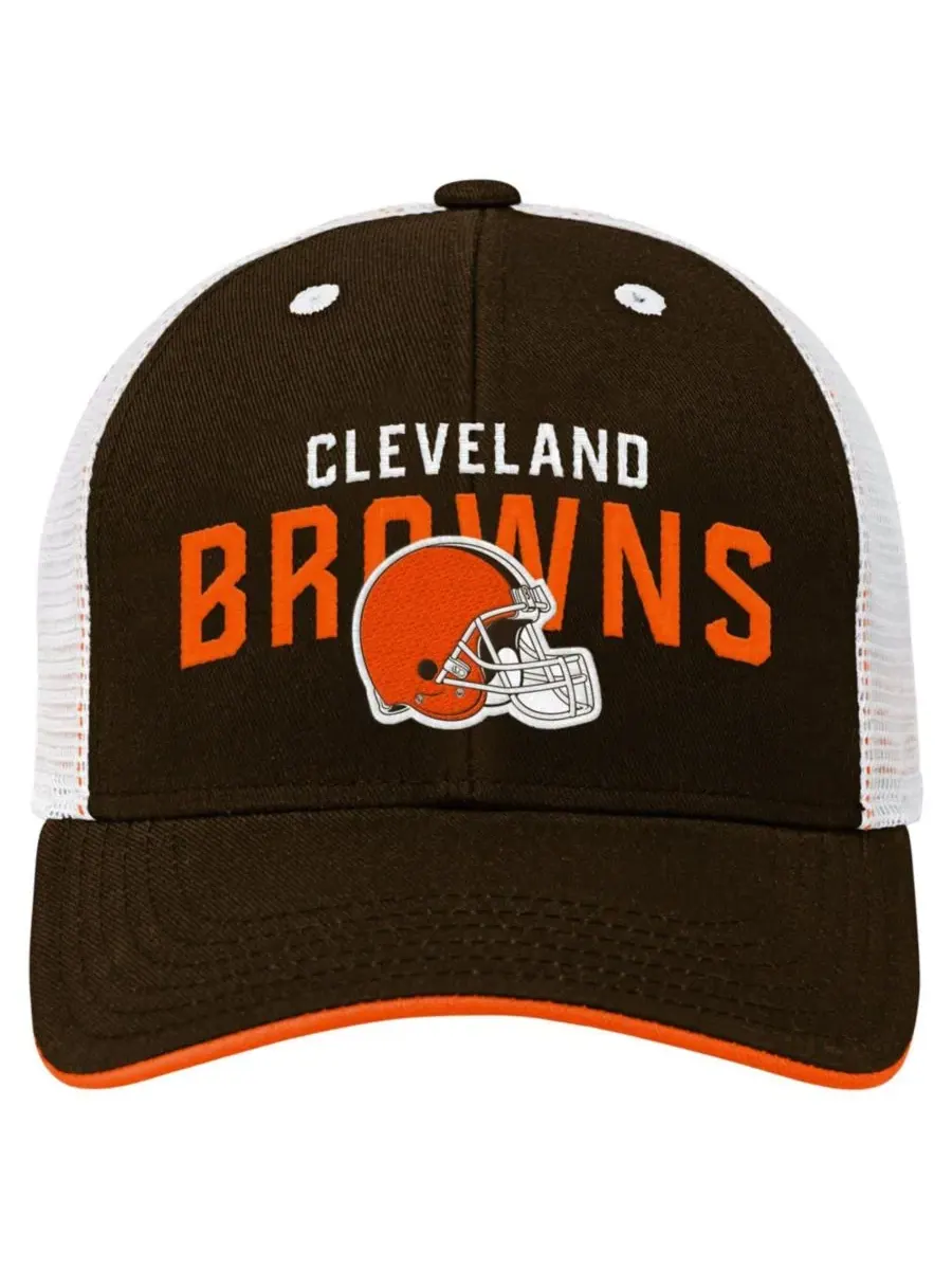 Бейсболка кепка Cleveland Browns Core Lockup Trucker с вышитым логотипом Outerstuff — изображение 3 из 3, коричневый