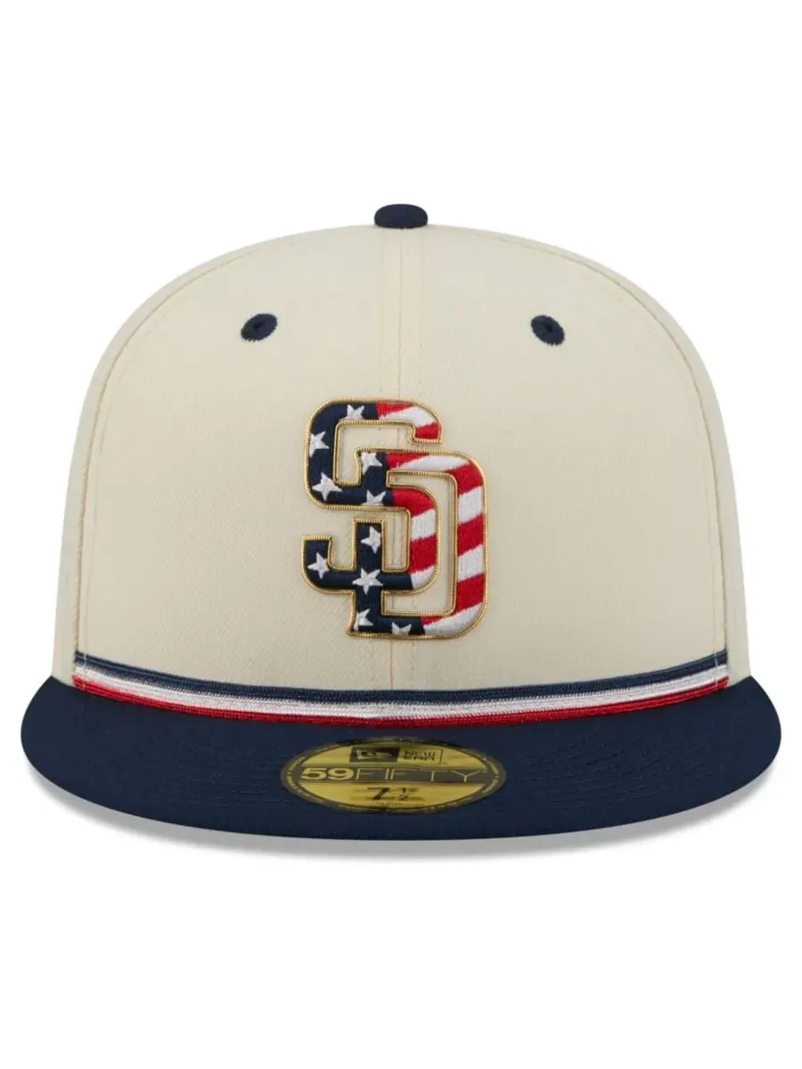 Бейсболка New Era San Diego Padres USA 250 Fourth of July — изображение 2 из 5, кремовый красный