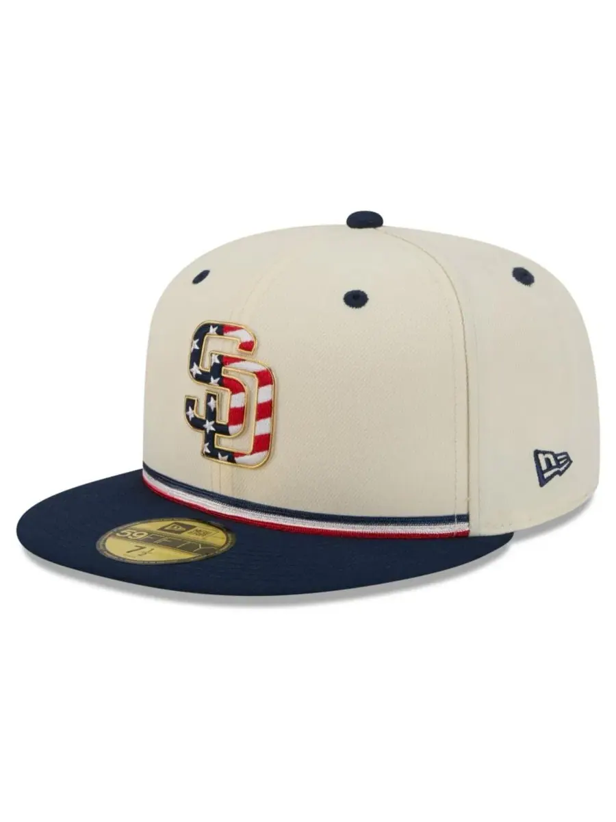 Бейсболка New Era San Diego Padres USA 250 Fourth of July — изображение 3 из 5, кремовый красный
