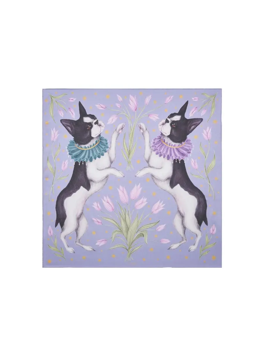 Шелковый платок с принтом Frenchie Lavender, Catherine Rowe Pet Portraits Fable England