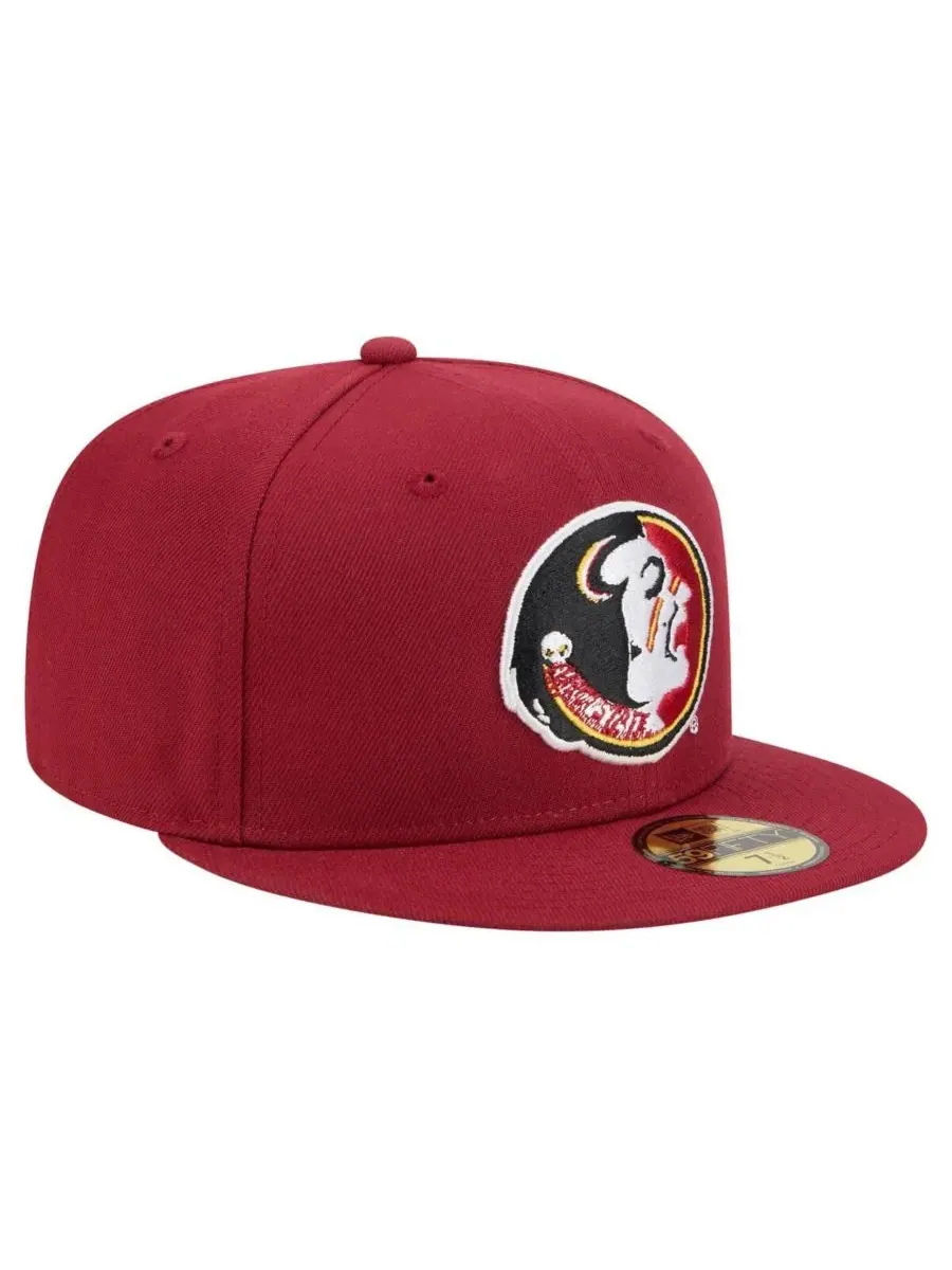 New Era Мужская кепка Vault 59FIFTY цвета граната с логотипом команды Florida State Seminoles — изображение 3 из 4