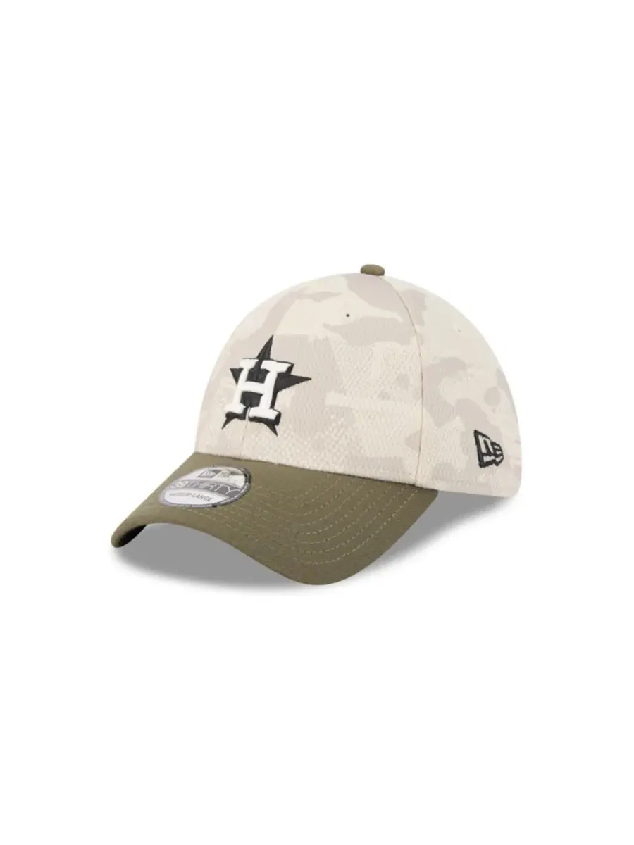 New Era Мужская светло-бежевая/оливковая кепка Houston Astros 2025, посвященная Дню вооруженных