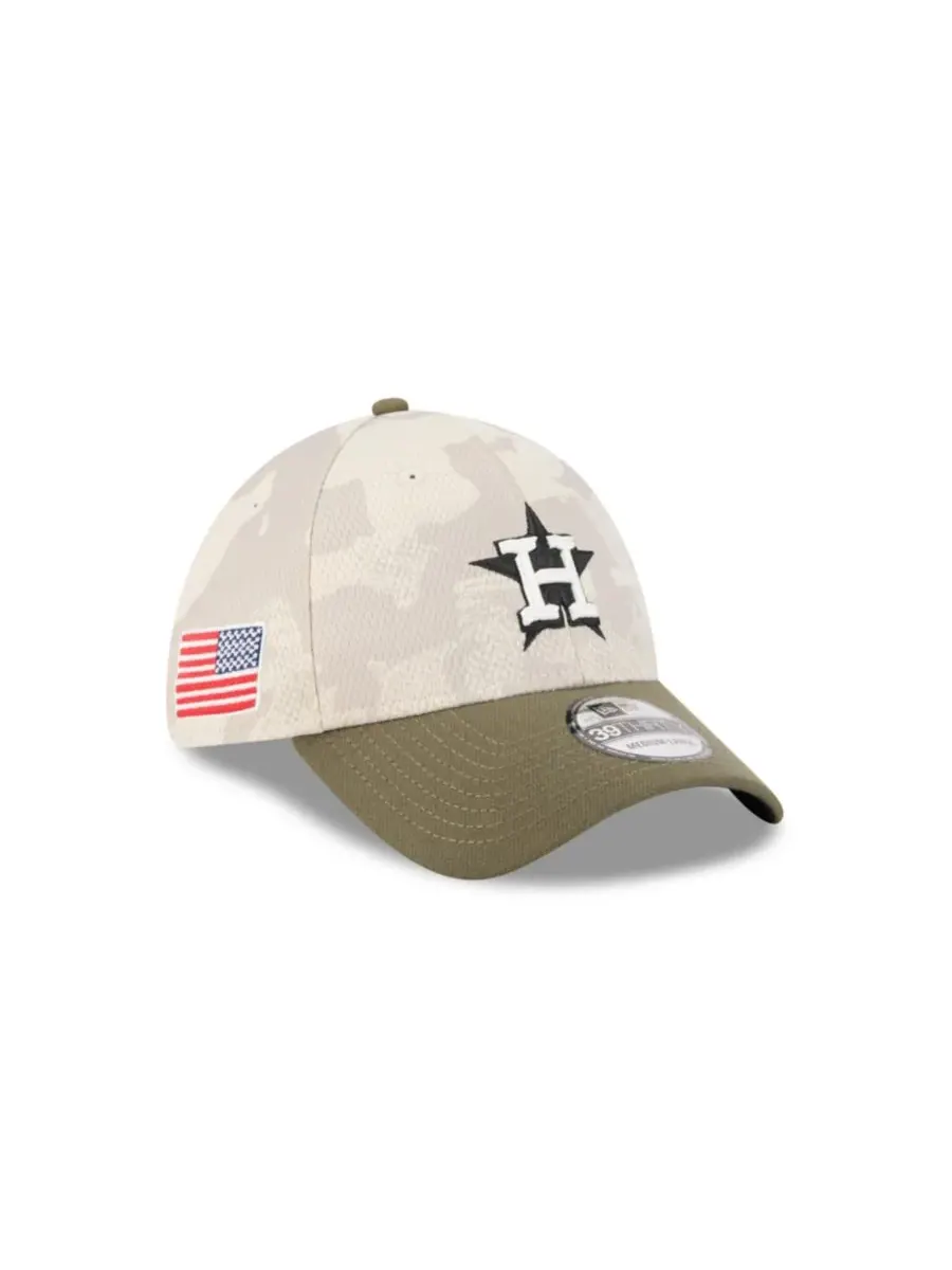 New Era Мужская светло-бежевая/оливковая кепка Houston Astros 2025, посвященная Дню вооруженных — изображение 2 из 7
