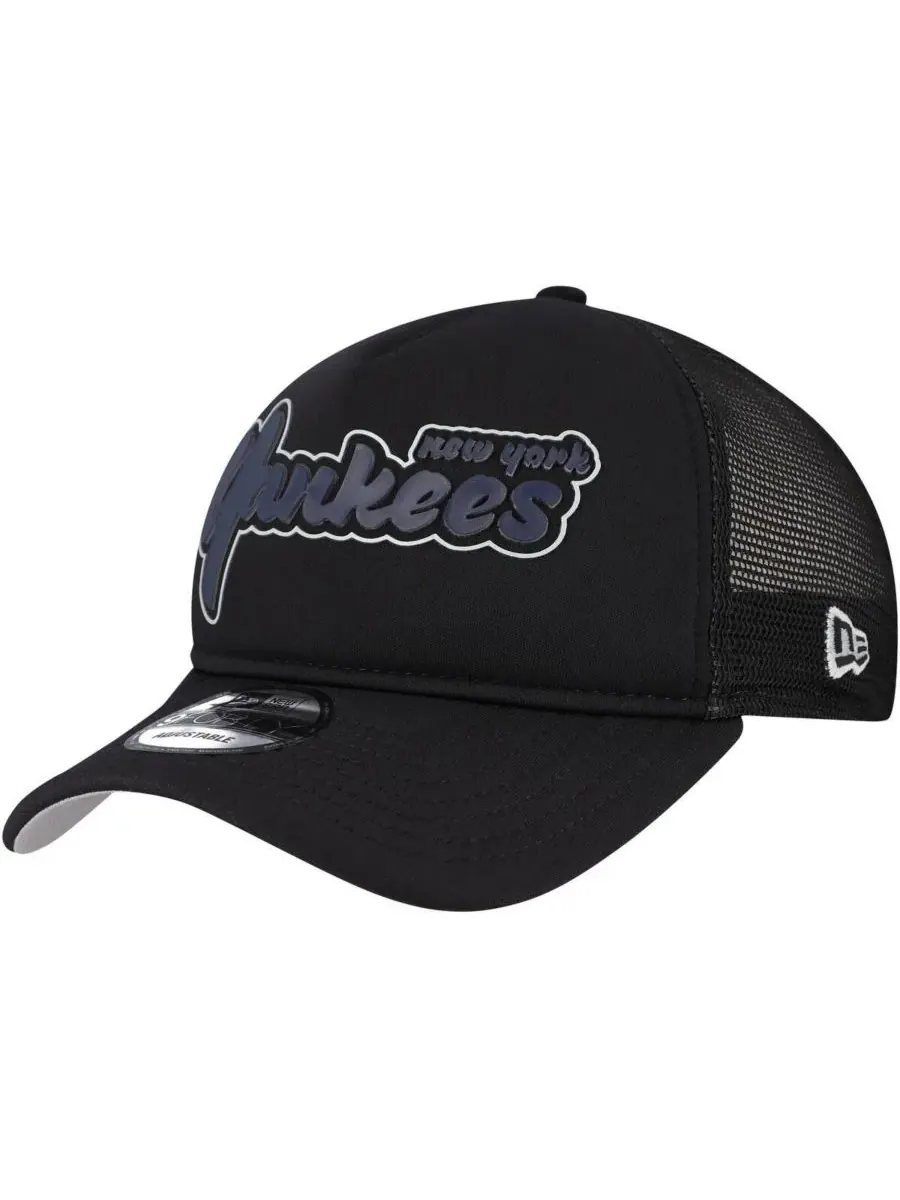 New Era Мужская черная кепка New York Yankees Retro Bold A-Frame Trucker 9FORTY с регулируемым