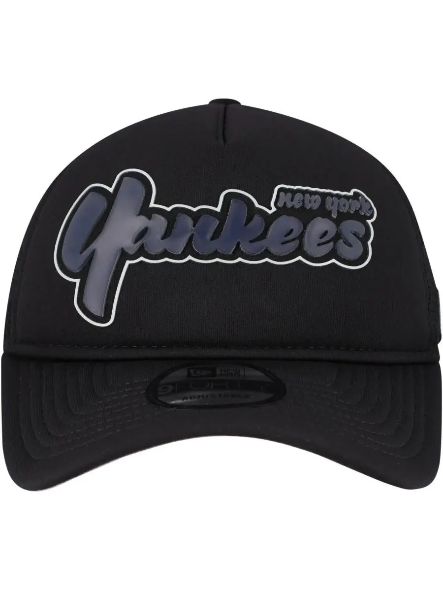 New Era Мужская черная кепка New York Yankees Retro Bold A-Frame Trucker 9FORTY с регулируемым — изображение 5 из 5, черный