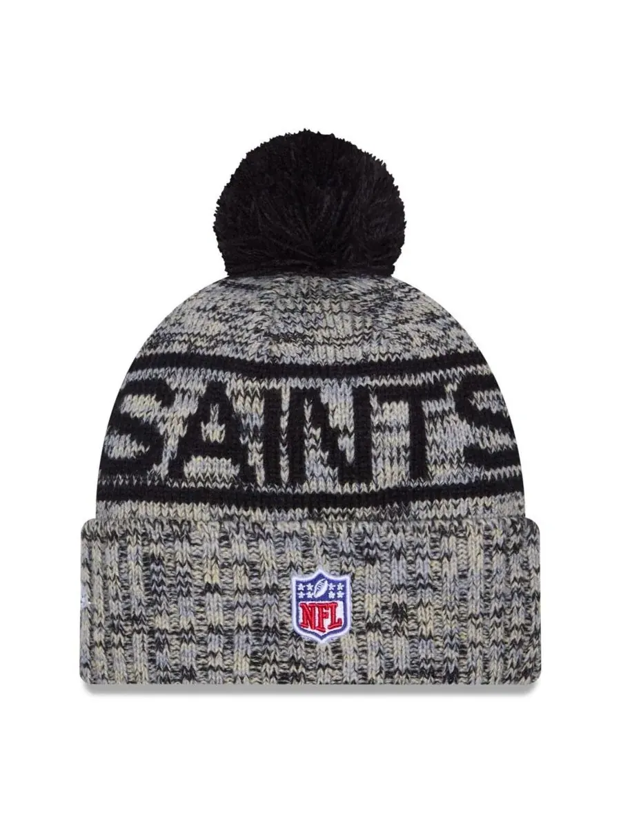 New Era Мужская черная вязаная шапка с помпоном New Orleans Saints 2025 Sideline для холодной погоды — изображение 3 из 3