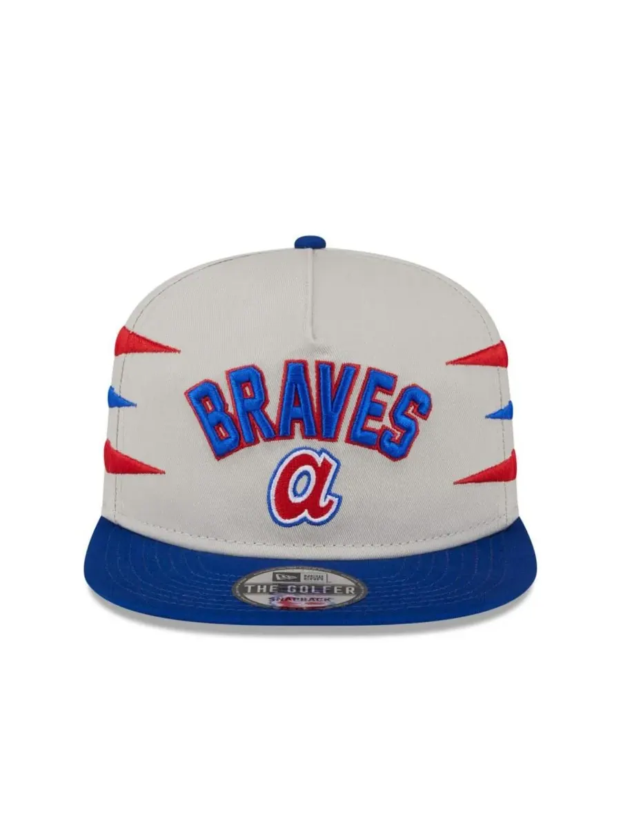 New Era Мужская кремовая кепка-бейсболка Atlanta Braves Iron Golfer Snapback — изображение 2 из 4, бежевый