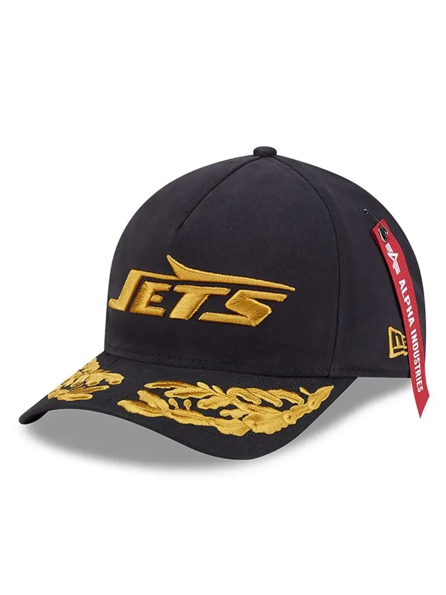 New Era Мужская регулируемая кепка Alpha Men's Industries New York Jets A-Frame 9FORTY черного цвета