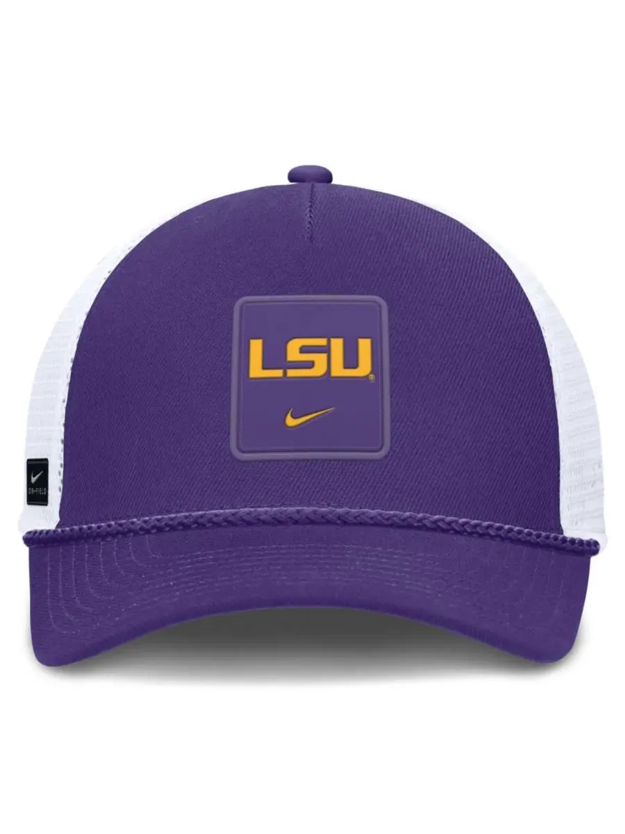 Бейсболка Nike LSU Tigers 2026 On-Field Gameday Rope Trucker — изображение 2 из 4, фиолетовый белый