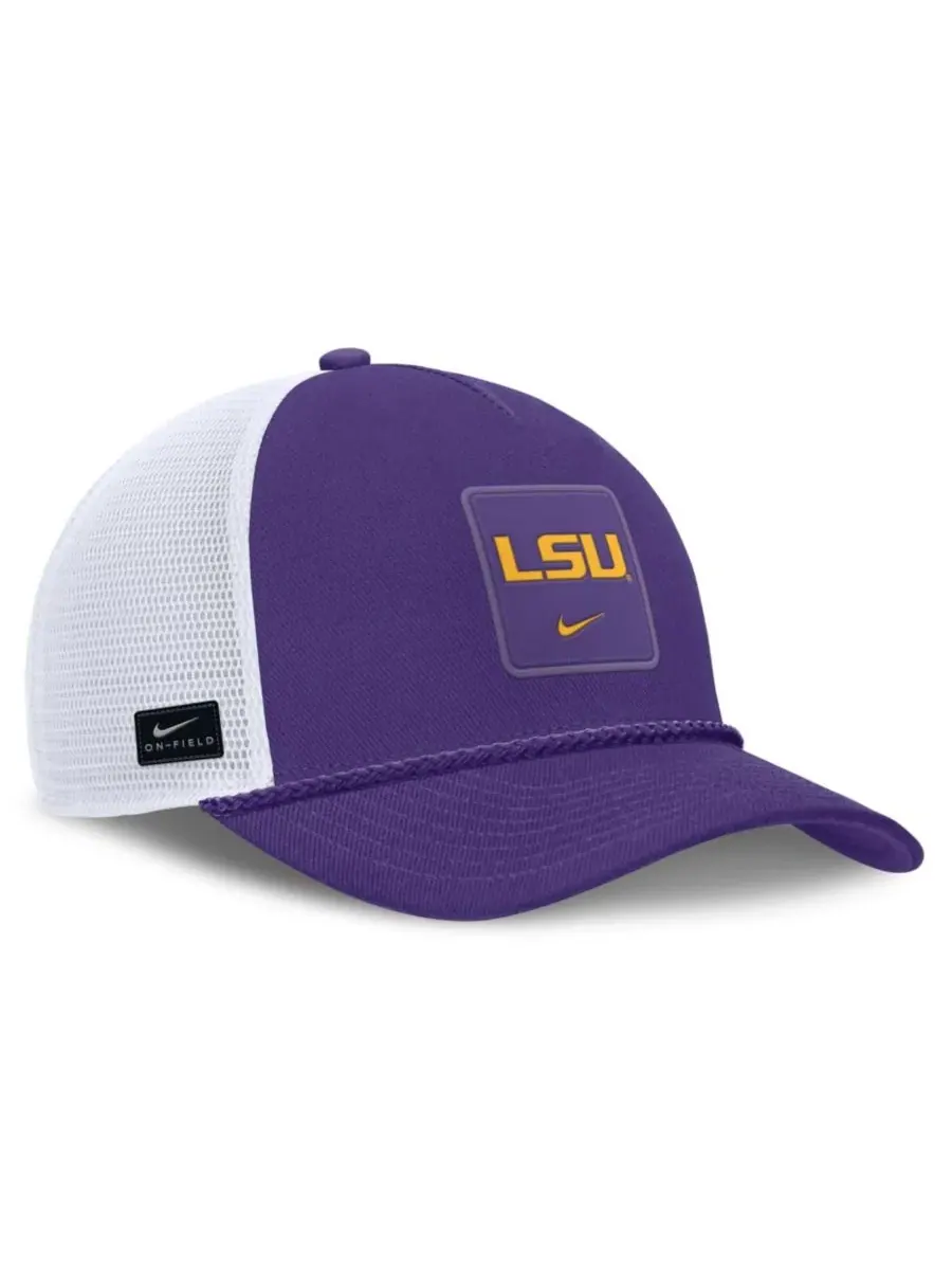 Бейсболка Nike LSU Tigers 2026 On-Field Gameday Rope Trucker — изображение 3 из 4, фиолетовый белый