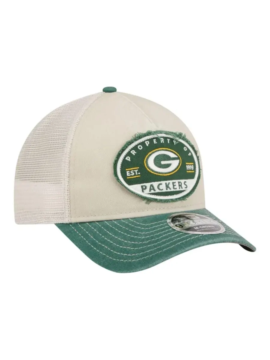 Кепка с принтом Green Bay Packers Frayed M-Crown A-Frame 9FORTY New Era — изображение 3 из 5, натуральный зеленый