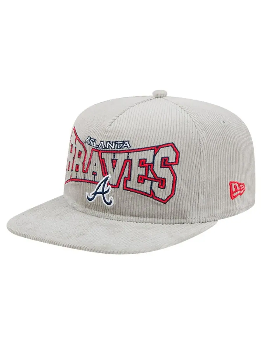 New Era Мужская серая вельветовая кепка-бейсболка Atlanta Braves с регулируемой застежкой
