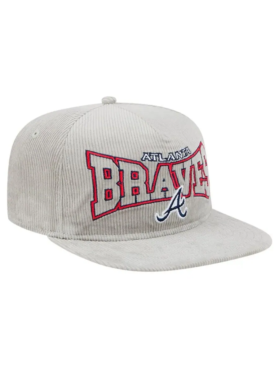 New Era Мужская серая вельветовая кепка-бейсболка Atlanta Braves с регулируемой застежкой — изображение 4 из 5, серый