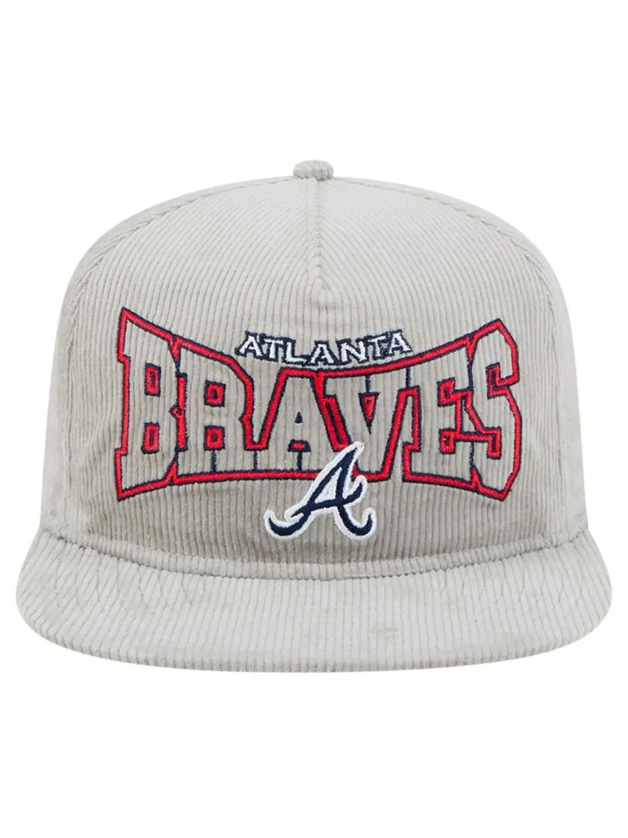 New Era Мужская серая вельветовая кепка-бейсболка Atlanta Braves с регулируемой застежкой — изображение 5 из 5, серый