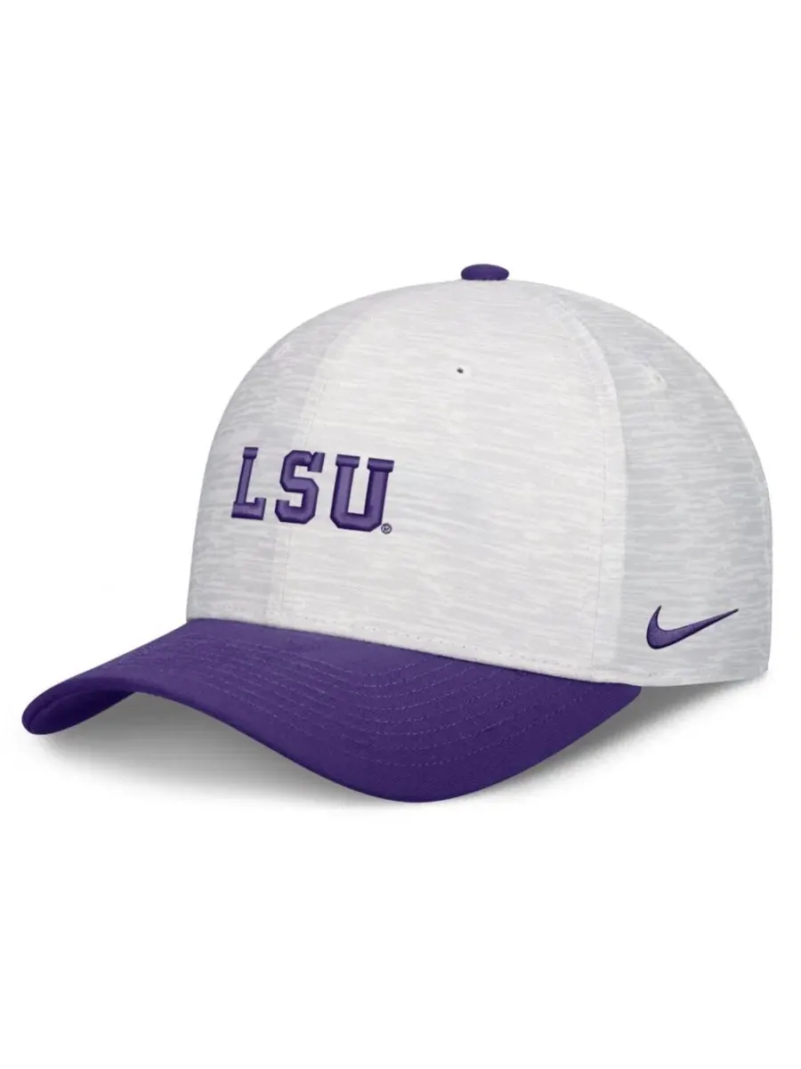 Кепка Nike Primetime Rise с высокой тульей, белая с фиолетовым, LSU Tigers