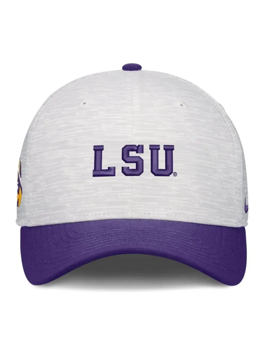 Кепка Nike Primetime Rise с высокой тульей, белая с фиолетовым, LSU Tigers — изображение 2 из 4, белый фиолетовый