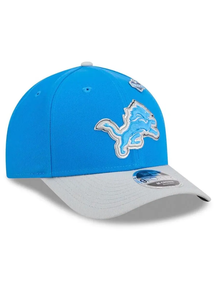 Бейсболка New Era с козырьком, Detroit Lions 2026 NFL Draft 9FORTY M-Crown — изображение 3 из 4, синий серебристый