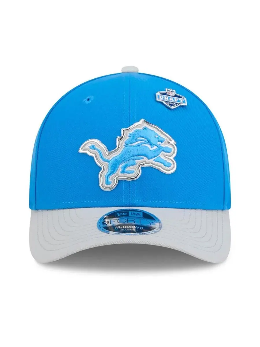 Бейсболка New Era с козырьком, Detroit Lions 2026 NFL Draft 9FORTY M-Crown — изображение 4 из 4, синий серебристый