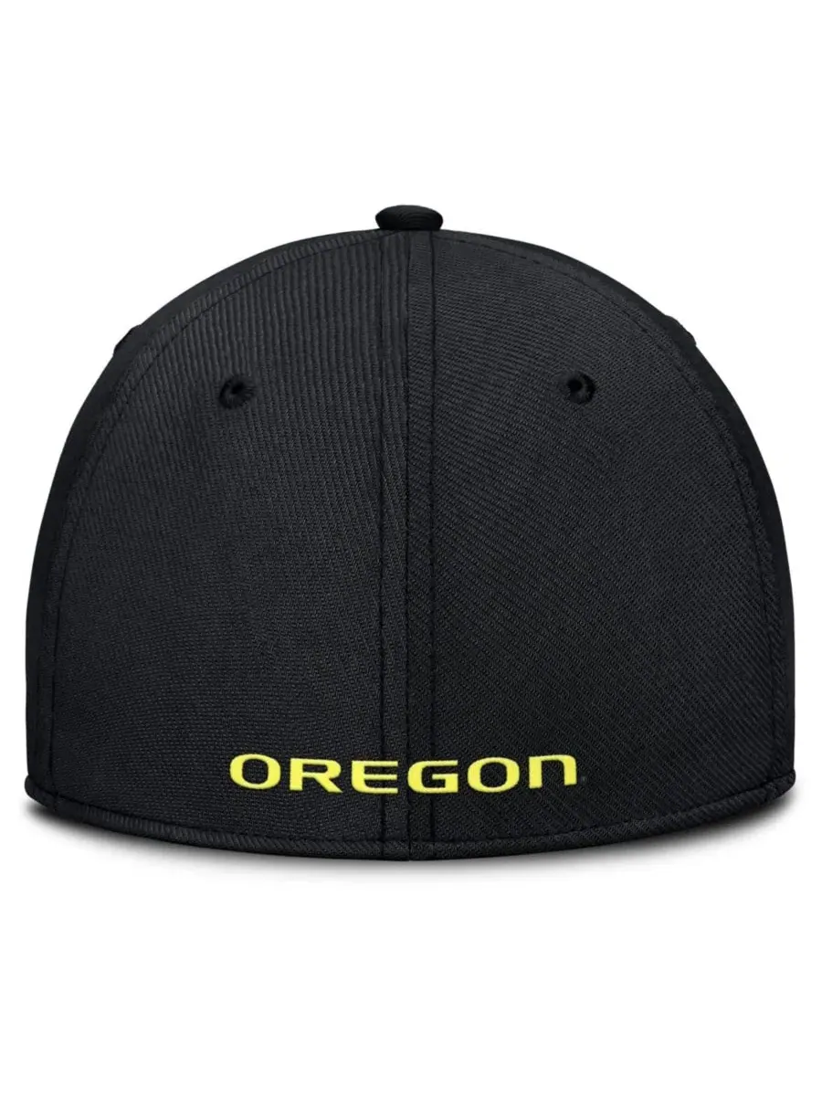Кепка с вышивкой Oregon Ducks Rise SwooshFlex Dri-FIT Nike — изображение 4 из 4, черный
