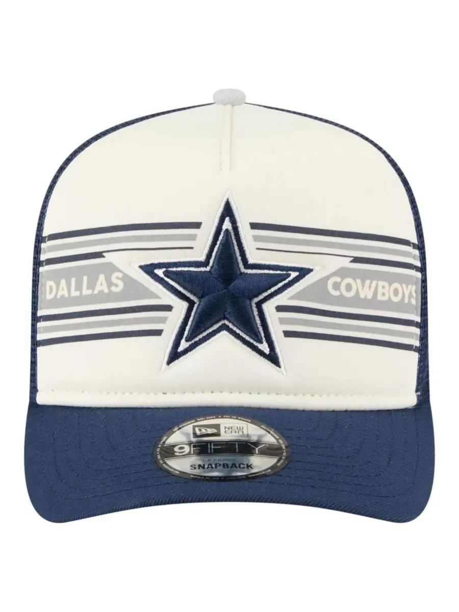 Кепка-снапбек с высокой тульей, с вышитым логотипом команды Dallas Cowboys New Era — изображение 2 из 5, кремовый темно-синий