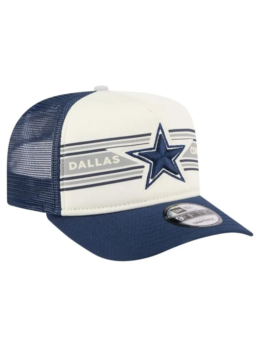 Кепка-снапбек с высокой тульей, с вышитым логотипом команды Dallas Cowboys New Era — изображение 3 из 5, кремовый темно-синий
