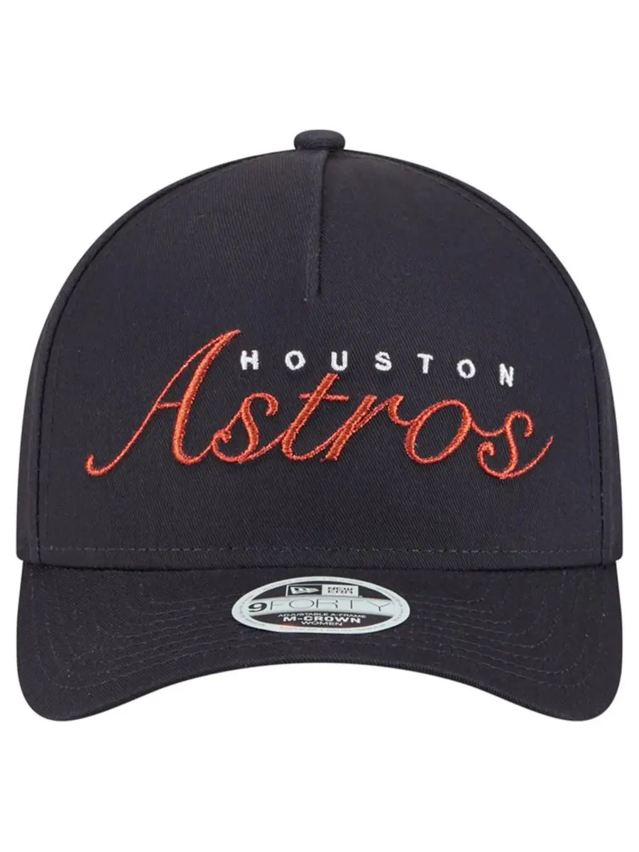 Кепка женская Navy Houston Astros Metallic A-Frame 9FORTY Adjustable Hat New Era — изображение 2 из 5, темно-синий