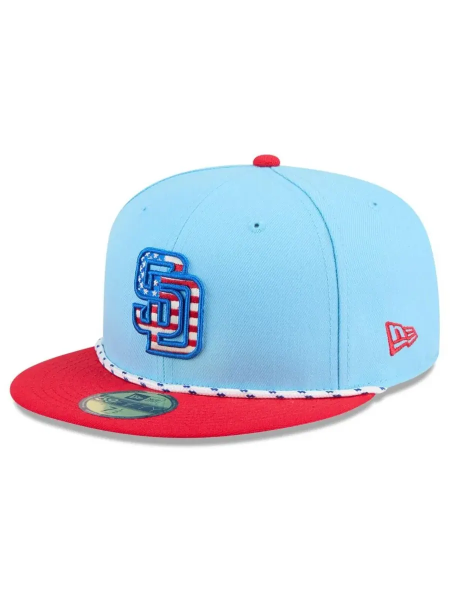 New Era Мужская светло-голубая/красная бейсболка San Diego Padres 2025 Fourth of July 59FIFTY