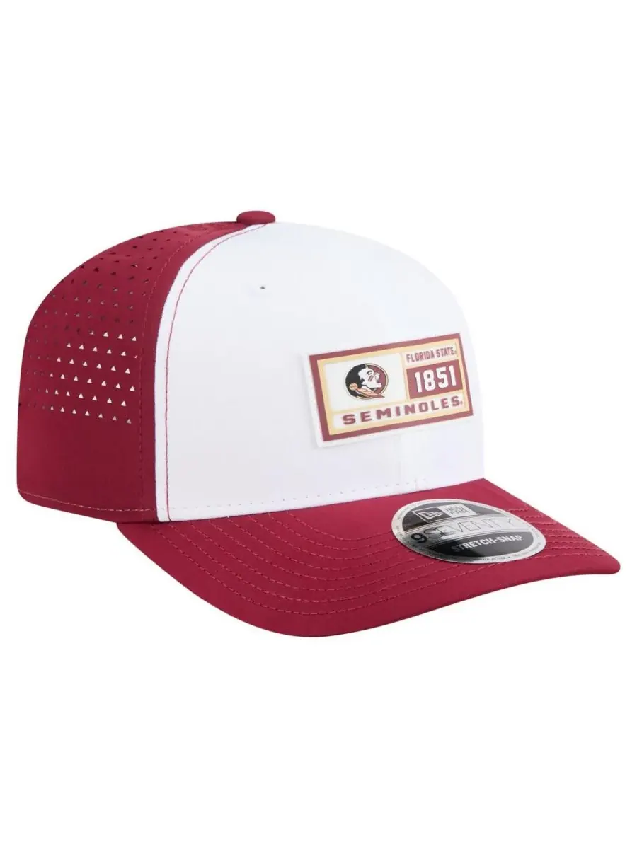 New Era Мужская белая/гранатовая бейсболка Florida State Seminoles с перфорированной нашивкой — изображение 4 из 5, белый