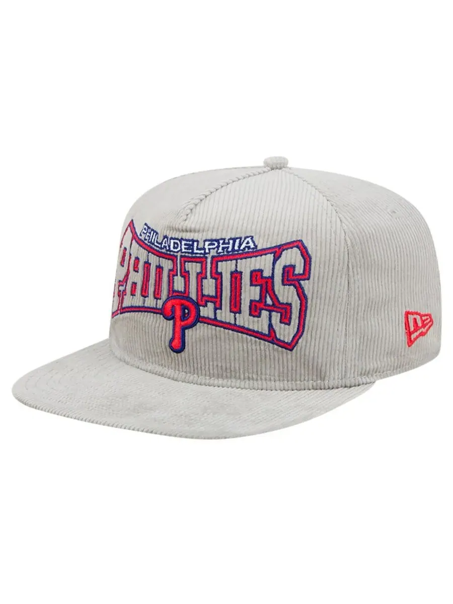 New Era Мужская серая вельветовая кепка-бейсболка Philadelphia Phillies с регулируемой застежкой