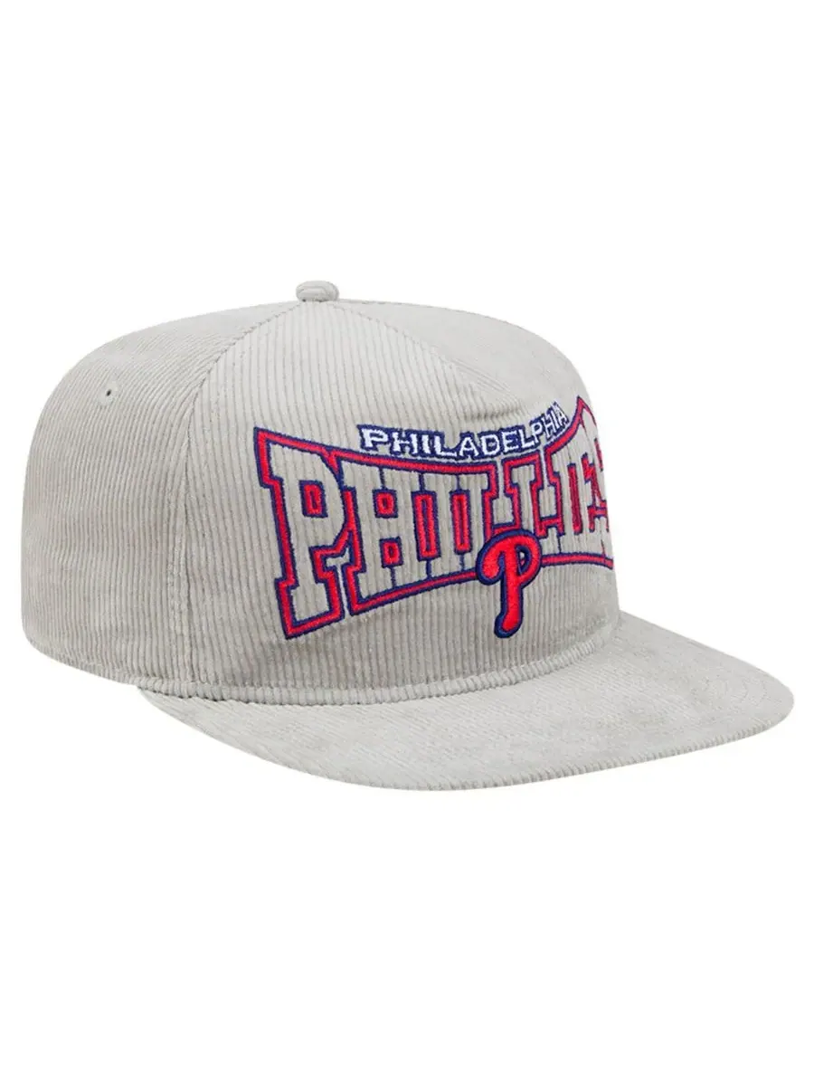 New Era Мужская серая вельветовая кепка-бейсболка Philadelphia Phillies с регулируемой застежкой — изображение 3 из 4, серый