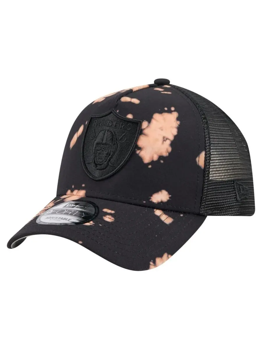 New Era Мужская черная бейсболка Las Vegas Raiders Bleached 9FORTY A-Frame с регулируемой высотой