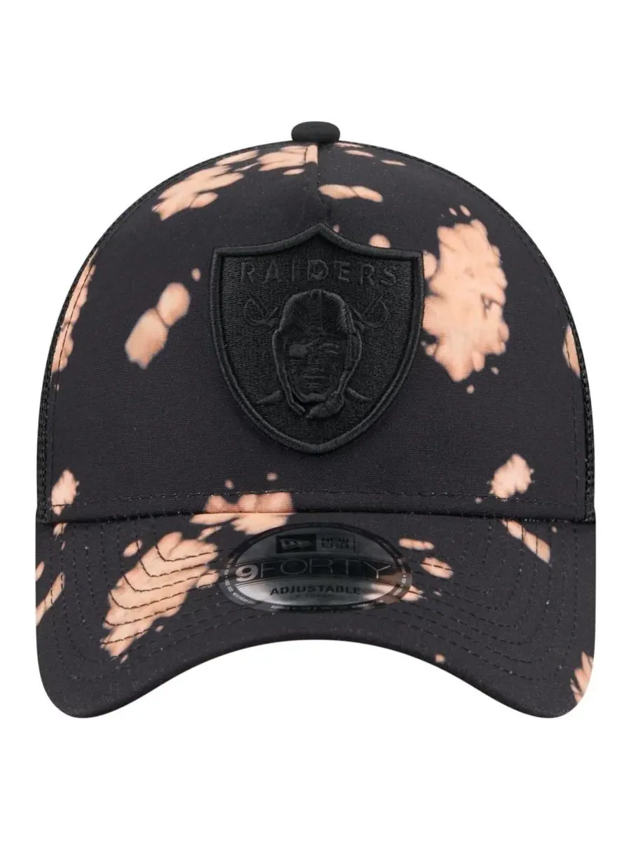 New Era Мужская черная бейсболка Las Vegas Raiders Bleached 9FORTY A-Frame с регулируемой высотой — изображение 2 из 4