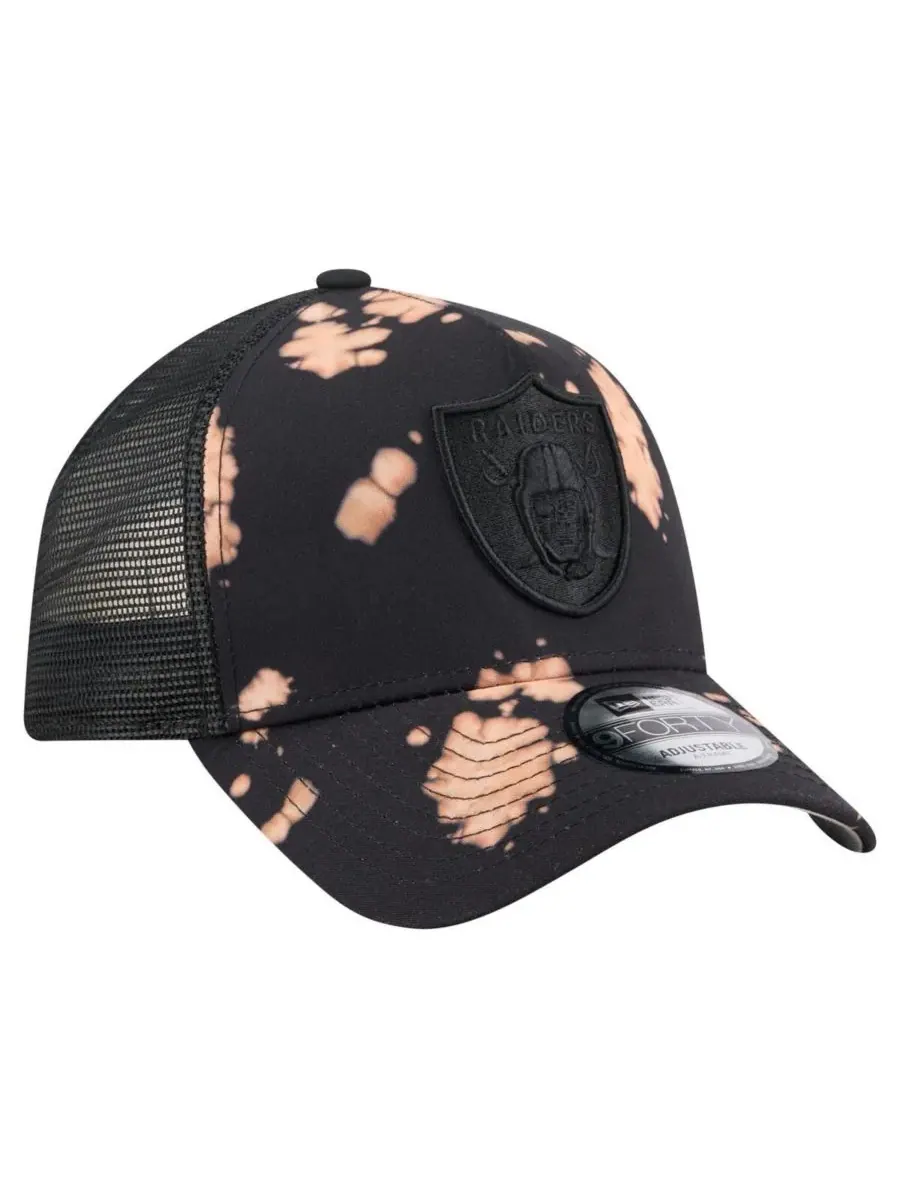 New Era Мужская черная бейсболка Las Vegas Raiders Bleached 9FORTY A-Frame с регулируемой высотой — изображение 4 из 4