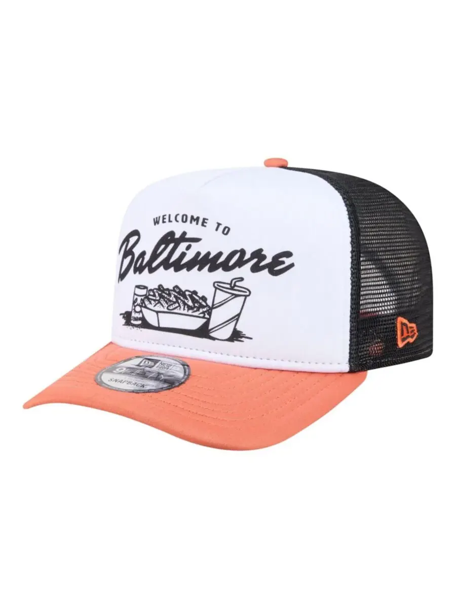 Кепка-снапбек с принтом Baltimore Orioles Foodie New Era — изображение 4 из 5, белый оранжевый