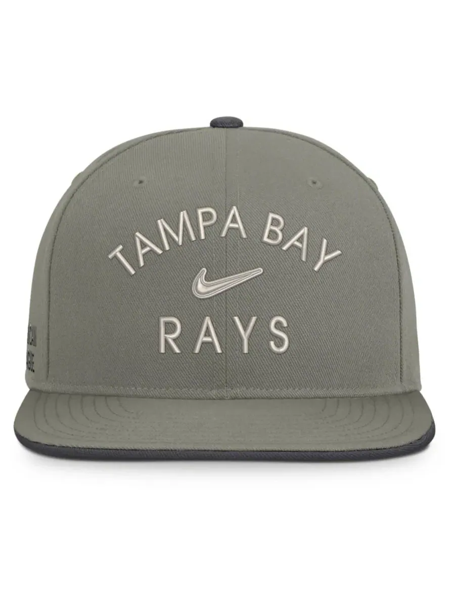 Кепка-снапбек с высокой тульей, плоским козырьком, модель Tampa Bay Rays Pro Dri-FIT Nike — изображение 2 из 5, серый