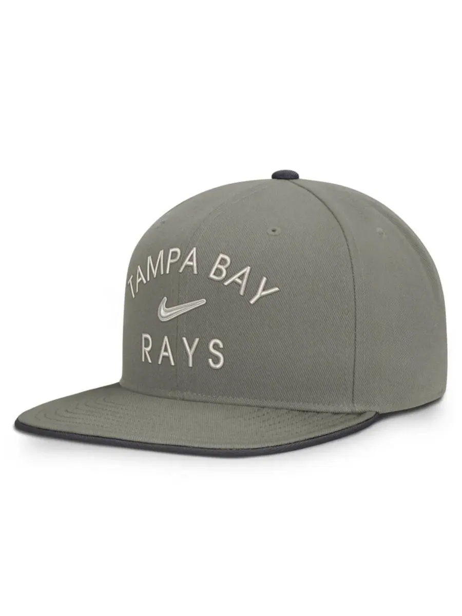 Кепка-снапбек с высокой тульей, плоским козырьком, модель Tampa Bay Rays Pro Dri-FIT Nike — изображение 3 из 5, серый
