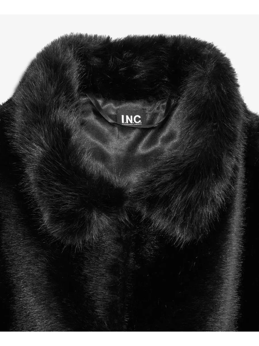Накидка с воротником из искусственного меха I.N.C. International Concepts — изображение 2 из 3, черный