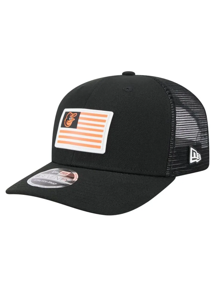New Era Мужская черная бейсболка Baltimore Orioles с флагом 9SEVENTY и застежкой-липучкой