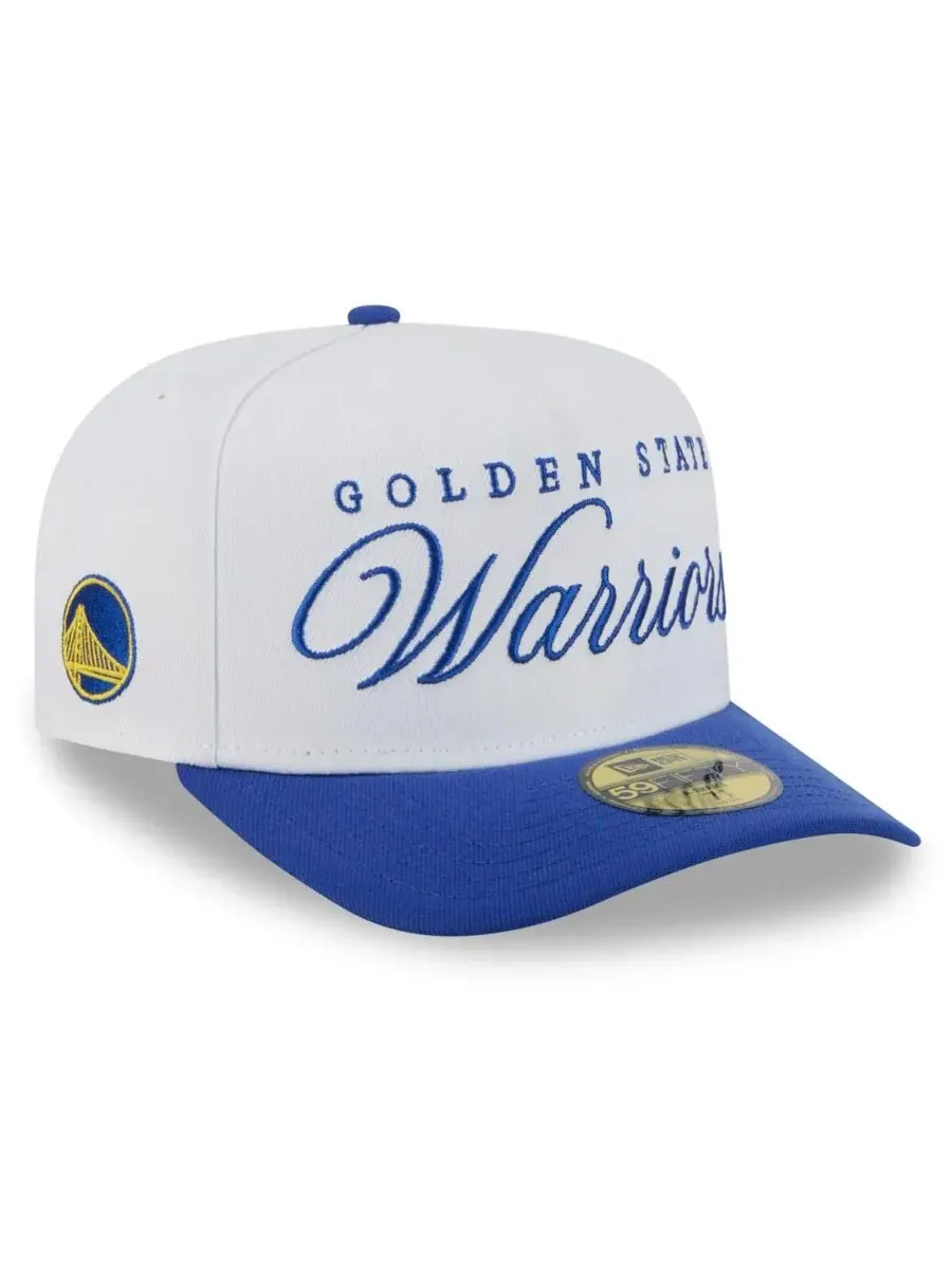New Era Мужская бело-голубая бейсболка Golden State Warriors 2025 NBA Draft A-Frame 59FIFTY Fitted