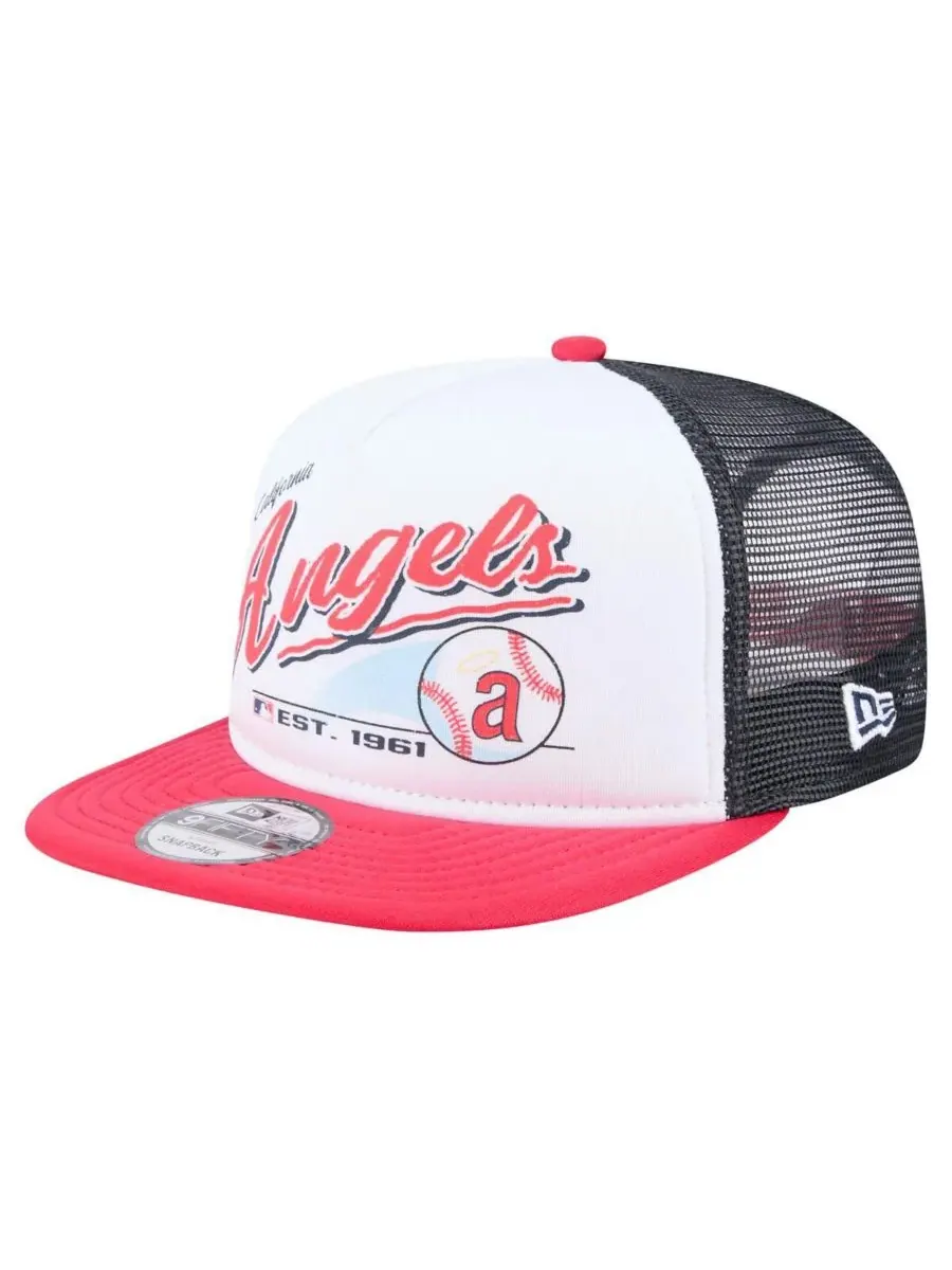 New Era Мужская бело-красная кепка-тракер California Angels в стиле ретро с надписью 9FIFTY