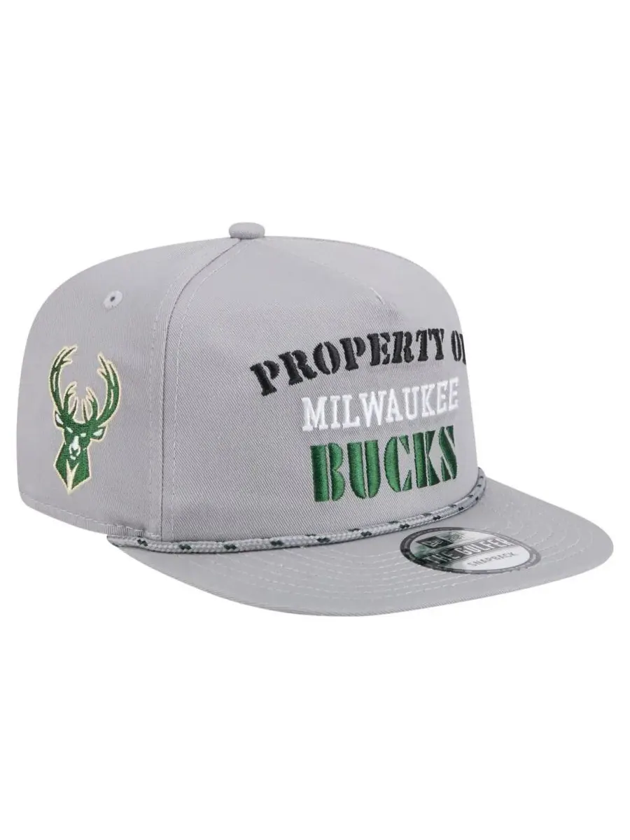 New Era Мужская серая бейсболка Milwaukee Bucks в стиле ретро Property Of Golfer