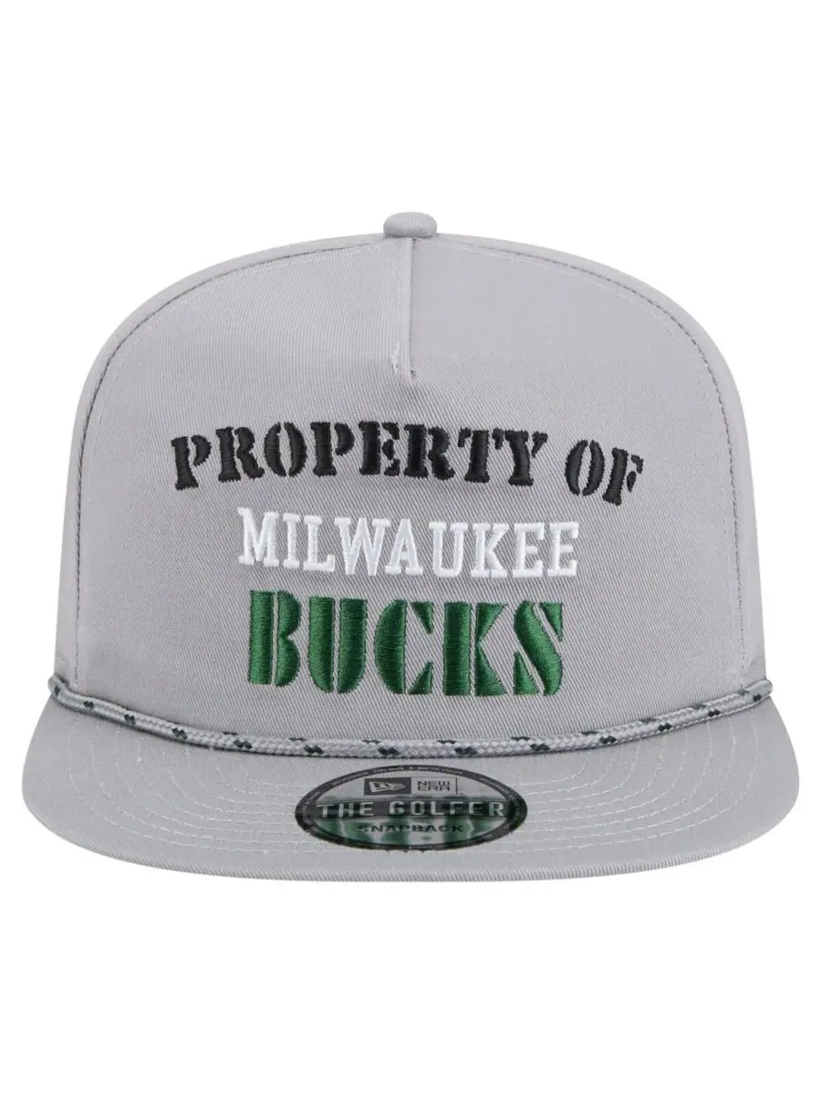 New Era Мужская серая бейсболка Milwaukee Bucks в стиле ретро Property Of Golfer — изображение 2 из 4, серый