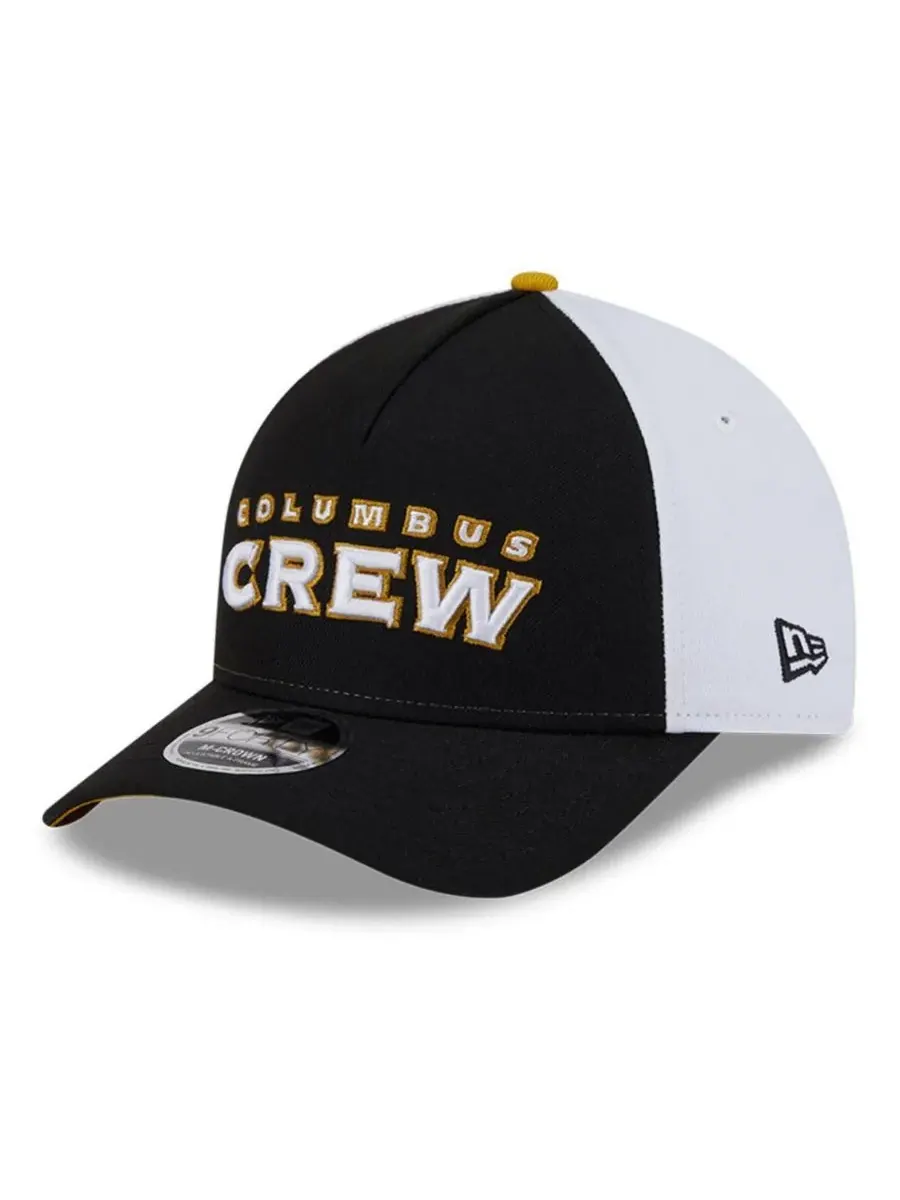 New Era Мужская черно-белая кепка Columbus Crew 2025 Jersey Hook 9FORTY с регулируемой высотой тульи