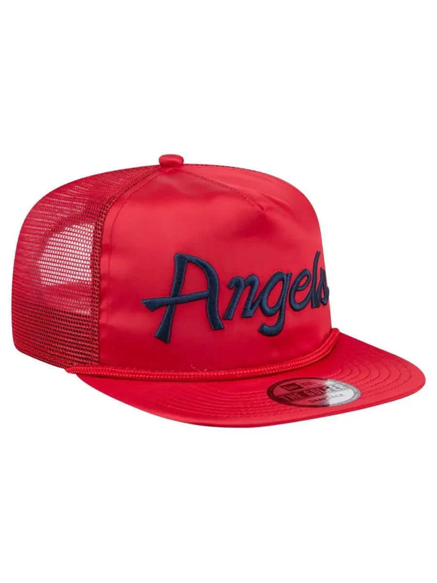New Era Мужская красная ретро-кепка для гольфа Los Angeles Angels с атласной надписью, регулируемая — изображение 3 из 5