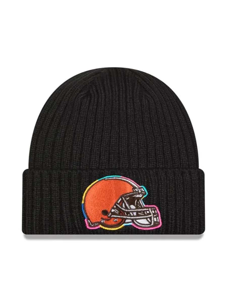 New Era Мужская черная вязаная шапка с отворотом Cleveland Browns 2024 NFL Crucial Catch