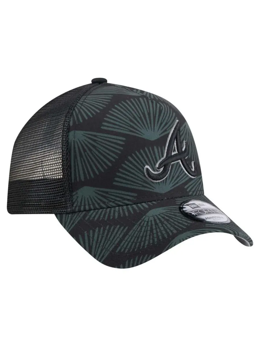 New Era Мужская черная регулируемая кепка-тракер 9FORTY A-Frame с символикой Atlanta Braves — изображение 4 из 5, черный