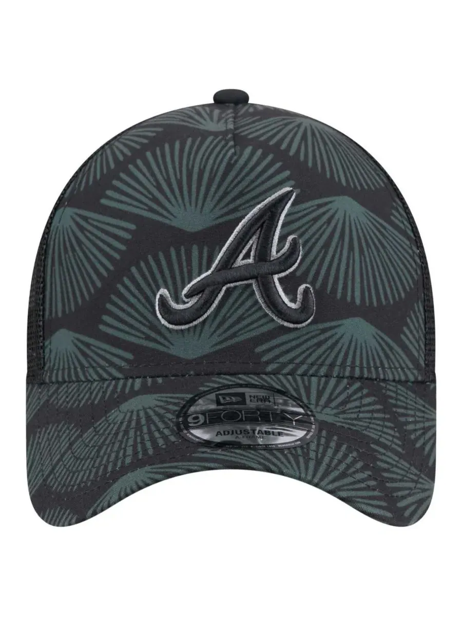 New Era Мужская черная регулируемая кепка-тракер 9FORTY A-Frame с символикой Atlanta Braves — изображение 5 из 5, черный