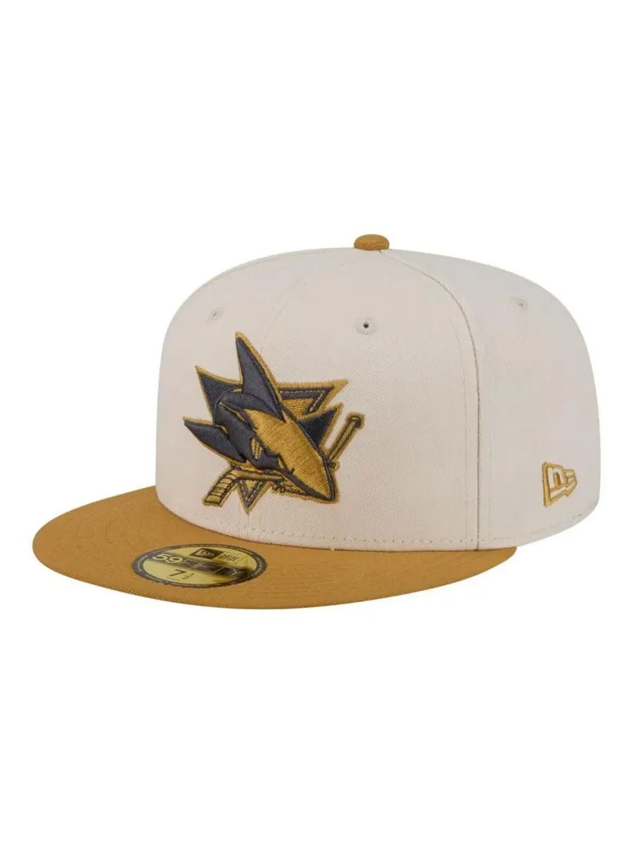 Мужская двухцветная кепка San Jose Sharks Colorpack 59FIFTY кремового/бежевого цвета New Era