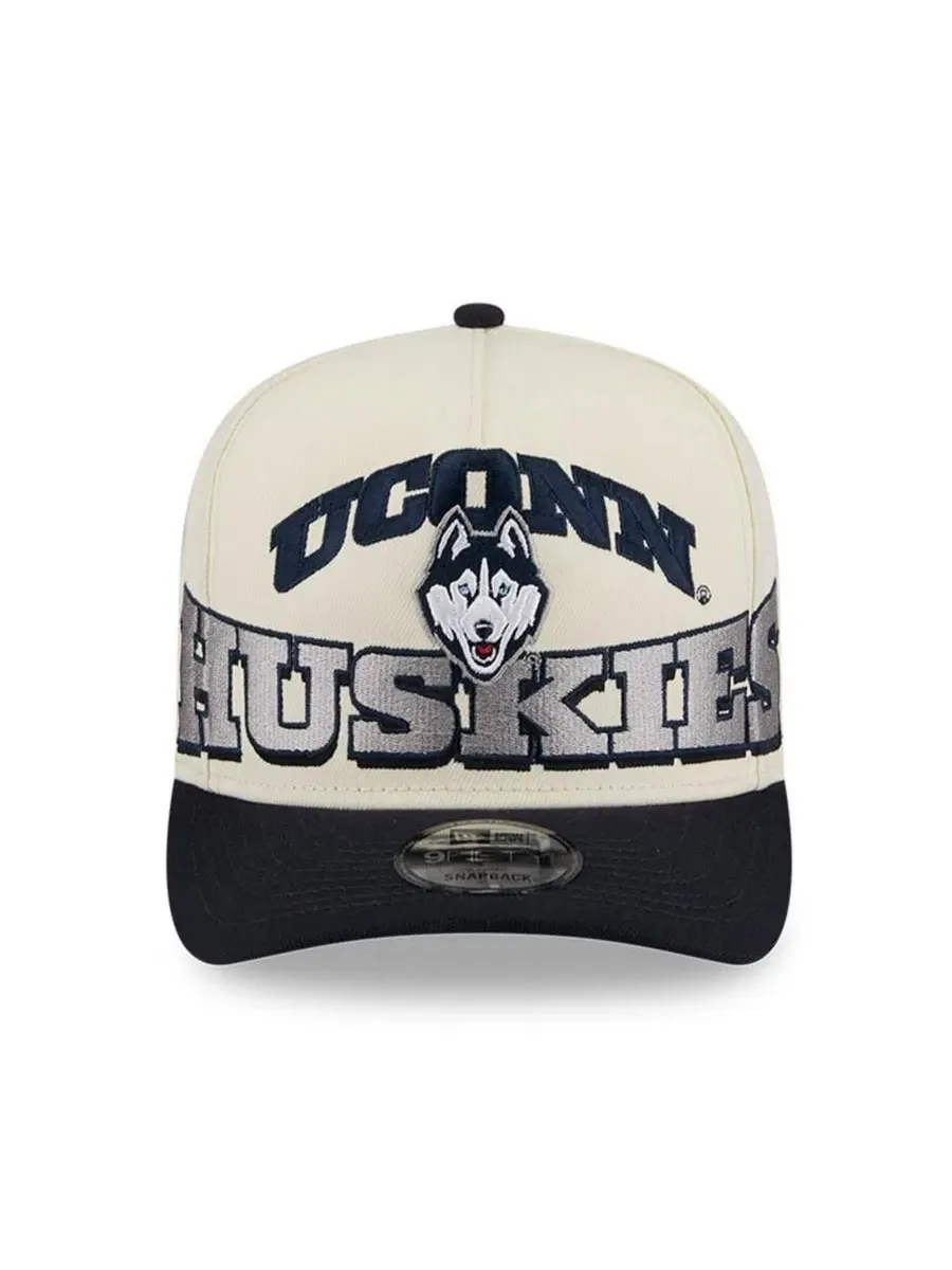 Бейсболка с высокой тульей и принтом UConn Huskies New Era — изображение 2 из 5, кремовый темно-синий