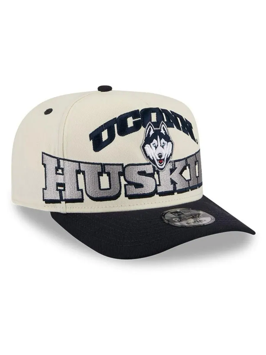 Бейсболка с высокой тульей и принтом UConn Huskies New Era — изображение 3 из 5, кремовый темно-синий